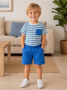 Striped Blue Pocket Kids Pajama Set
